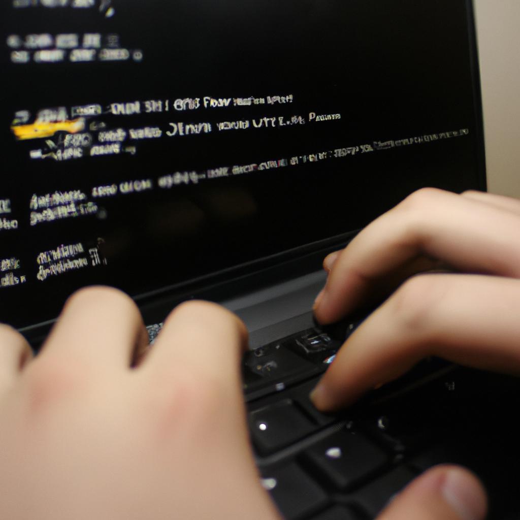 Person writing code on computer